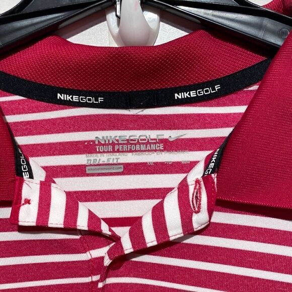 Nike Golf Tour Performance Men's Pink White Dri Fit Stripe Polo Shirt Size 2XL - Picture 3 of 9